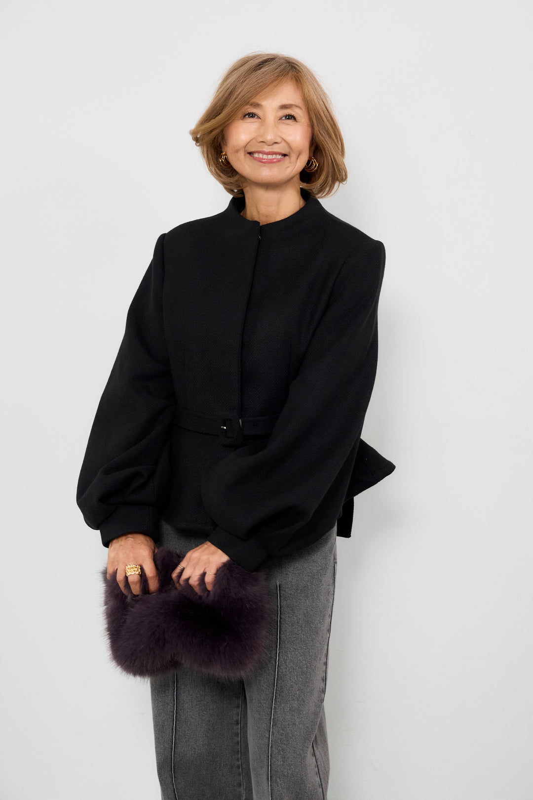 ペプラムシルエットウールジャケット