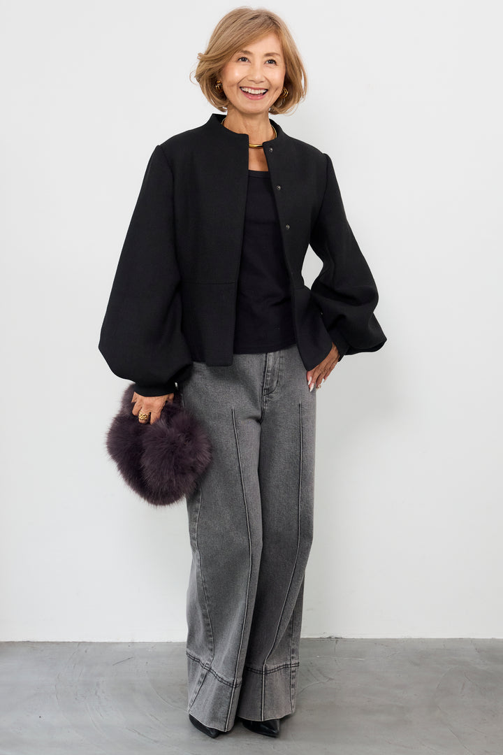 ペプラムシルエットウールジャケット