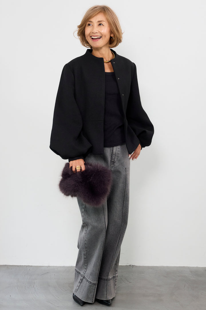 ペプラムシルエットウールジャケット