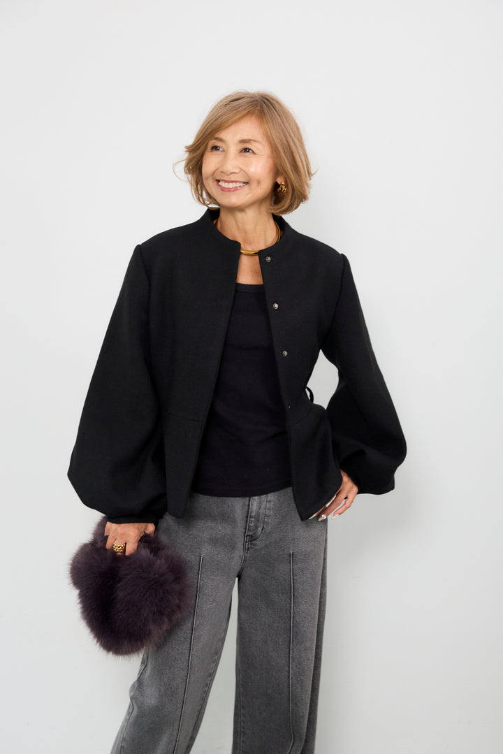 ペプラムシルエットウールジャケット