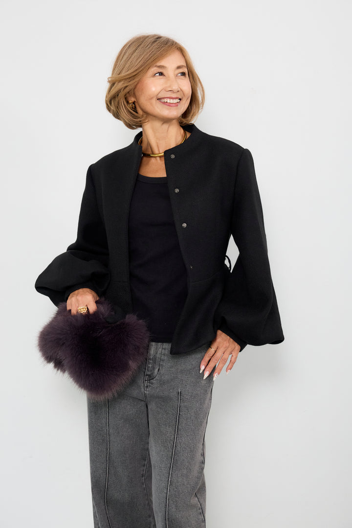 ペプラムシルエットウールジャケット