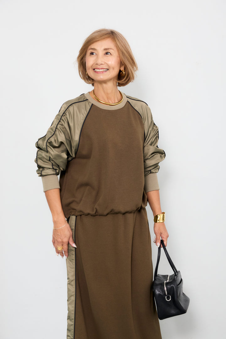 ボンバーヒート×タフタギャザープルオーバー