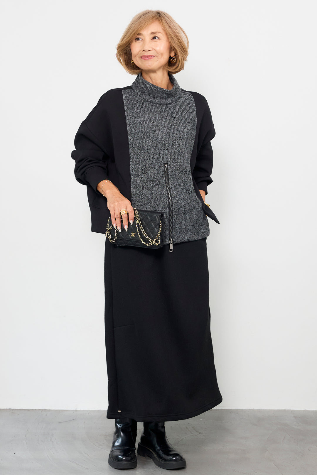 ニット切替ジッププルオーバー