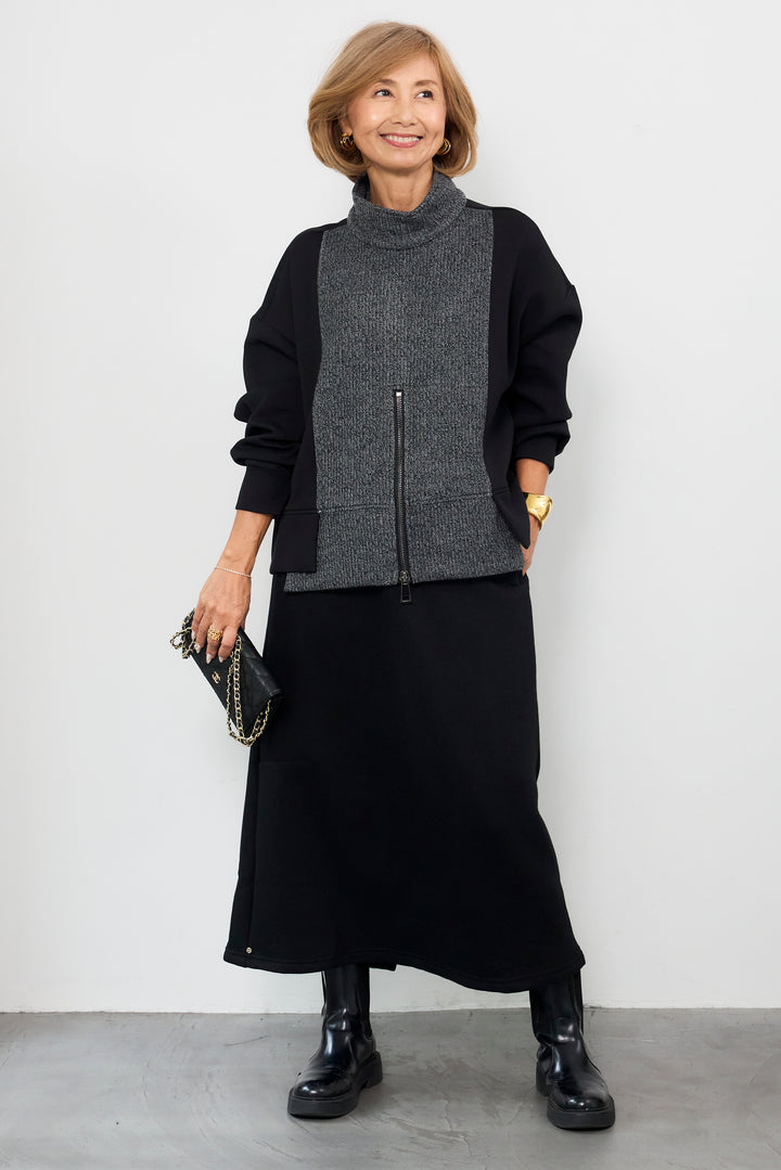 ニット切替ジッププルオーバー