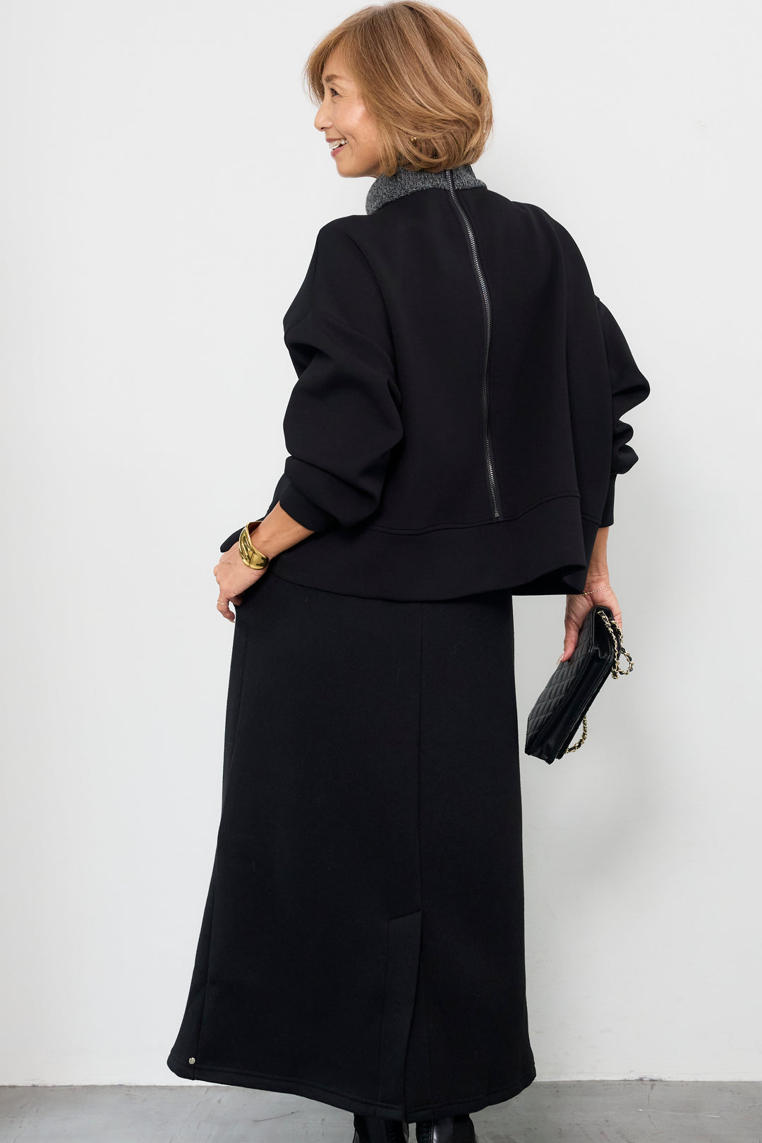 ニット切替ジッププルオーバー