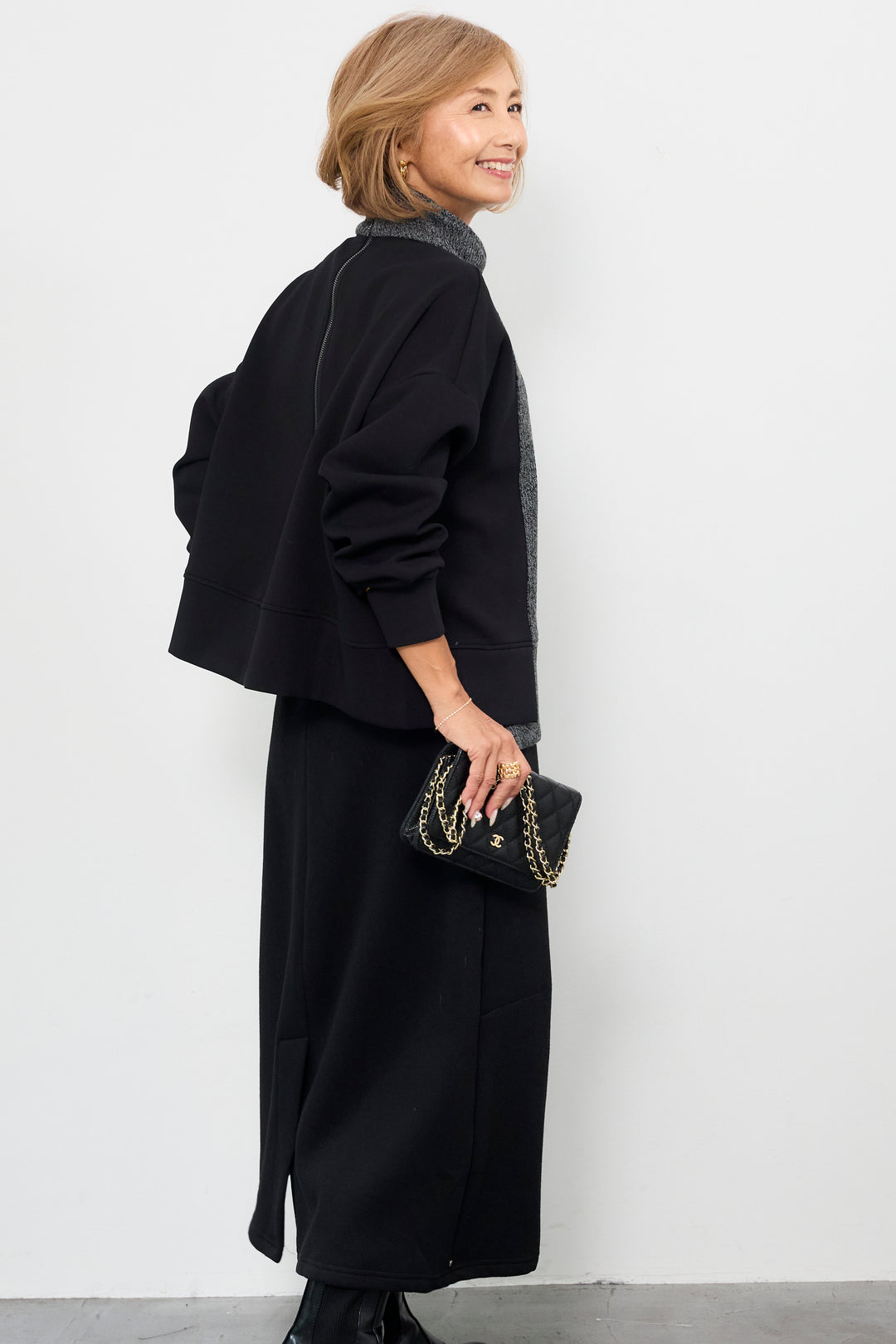 ニット切替ジッププルオーバー