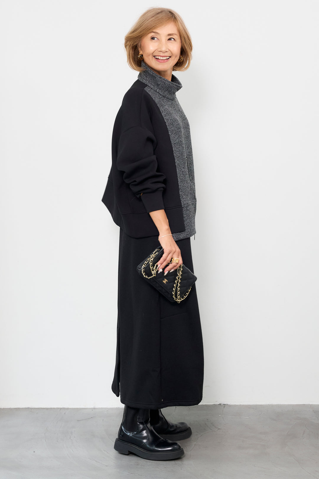 ニット切替ジッププルオーバー