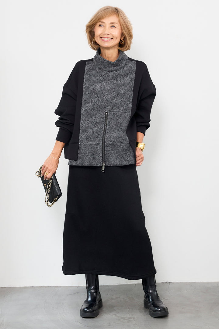 ニット切替ジッププルオーバー