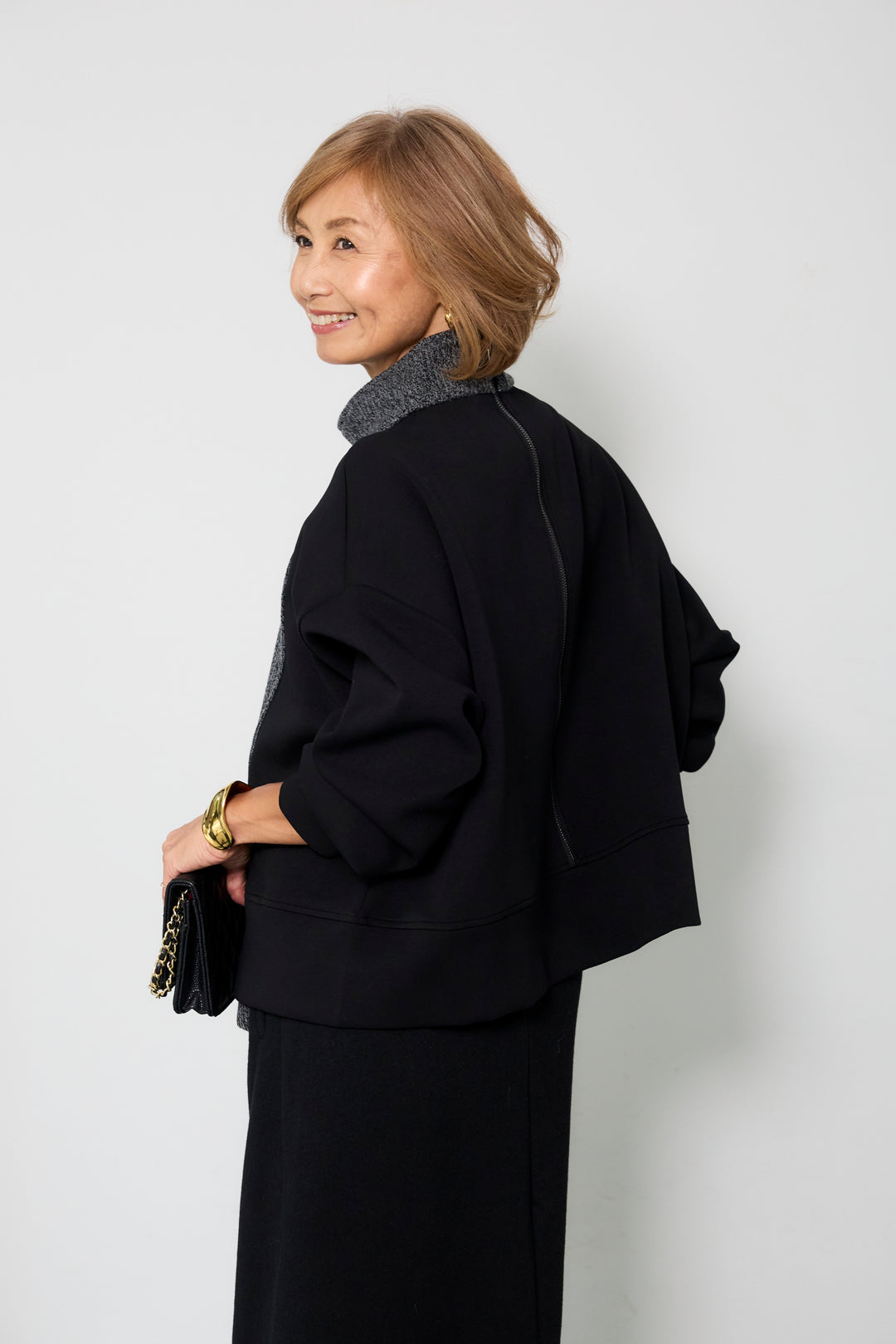 ニット切替ジッププルオーバー