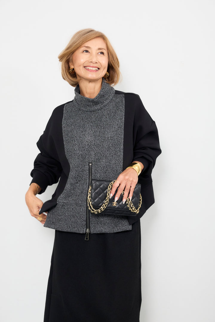 ニット切替ジッププルオーバー