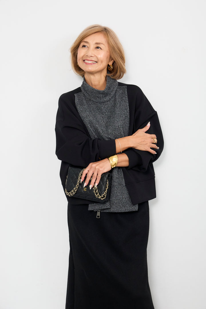 ニット切替ジッププルオーバー