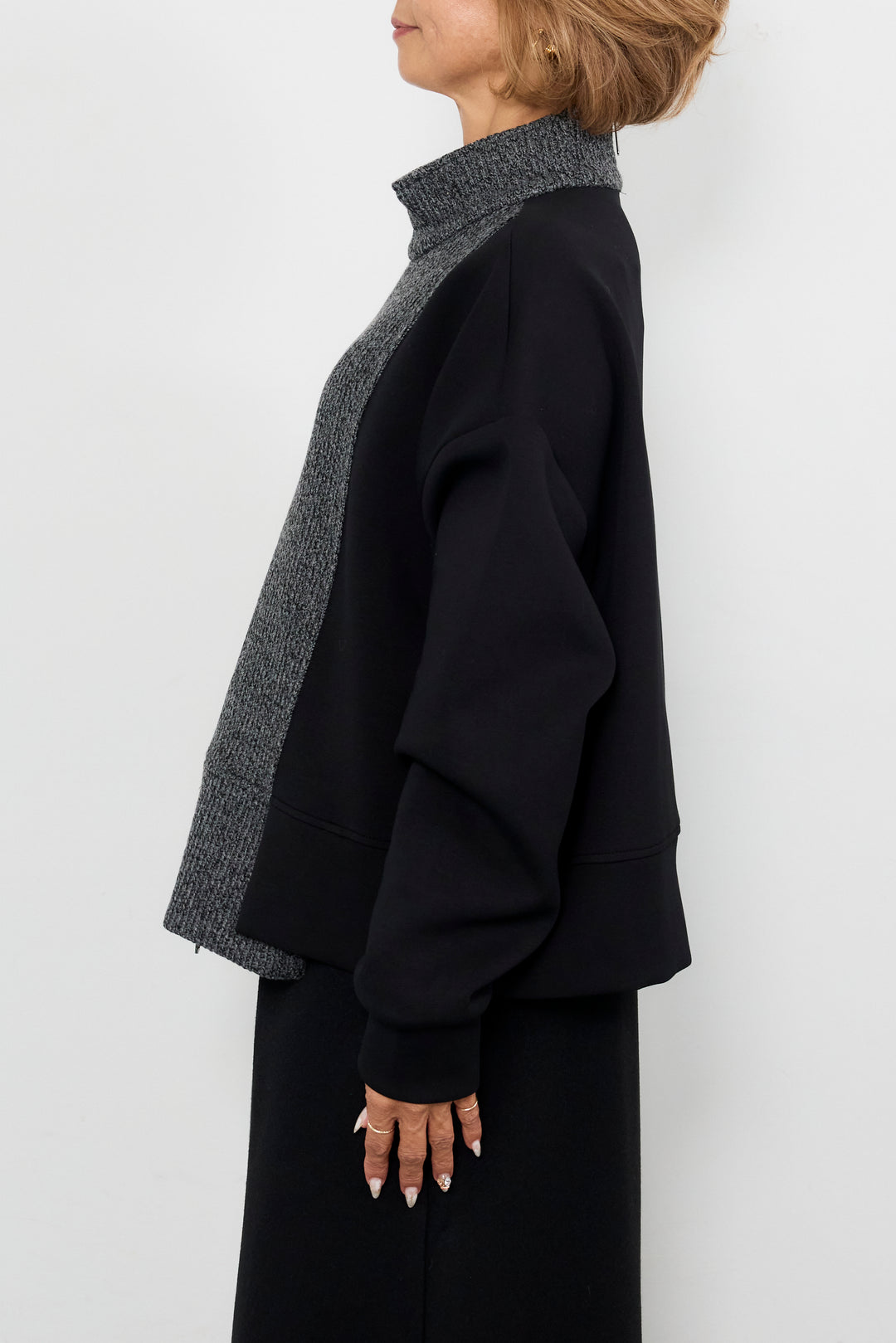 ニット切替ジッププルオーバー