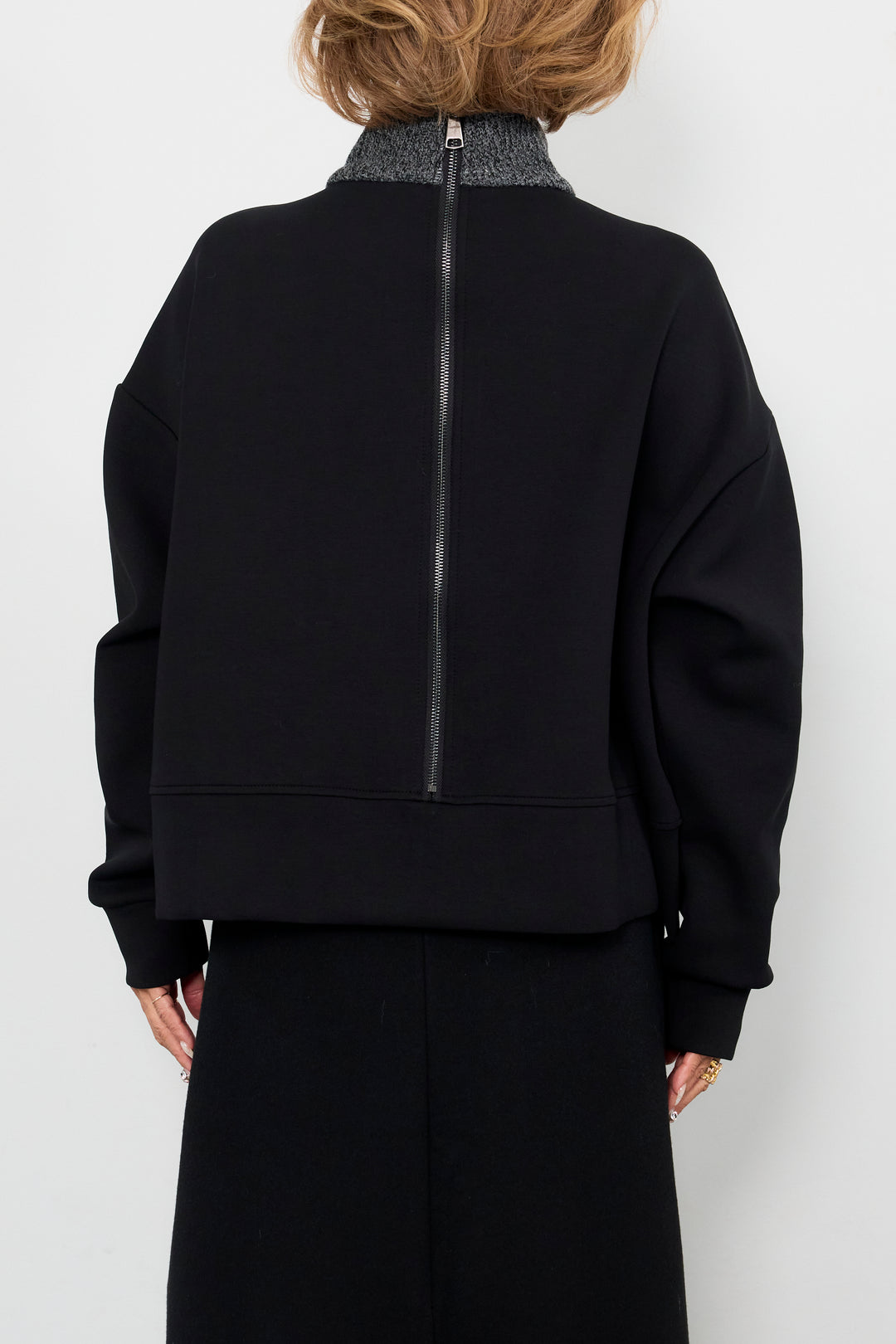 ニット切替ジッププルオーバー