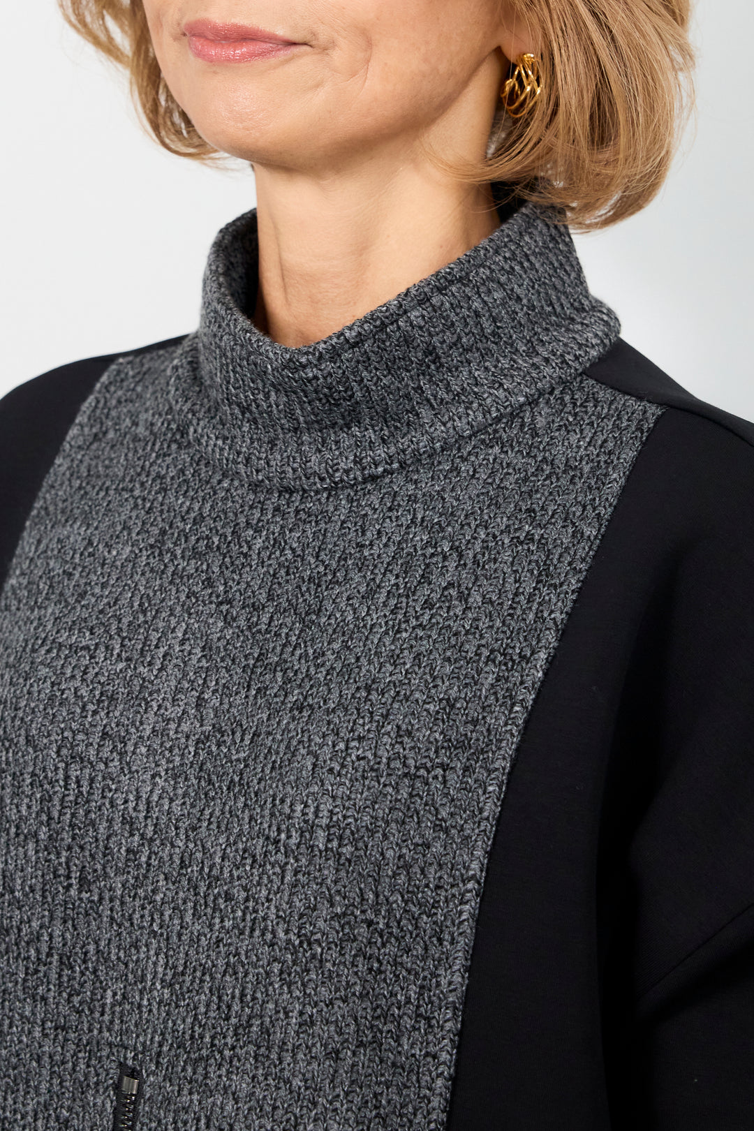 ニット切替ジッププルオーバー