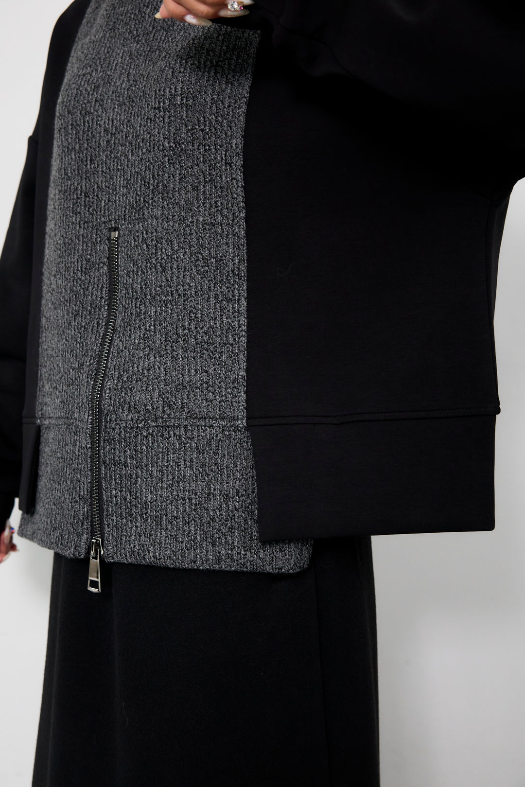 ニット切替ジッププルオーバー