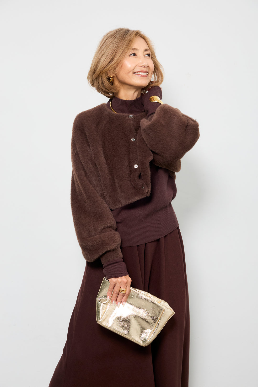 [SET]シャギーニットアンサンブル+ウエストギャザースカート(2set)