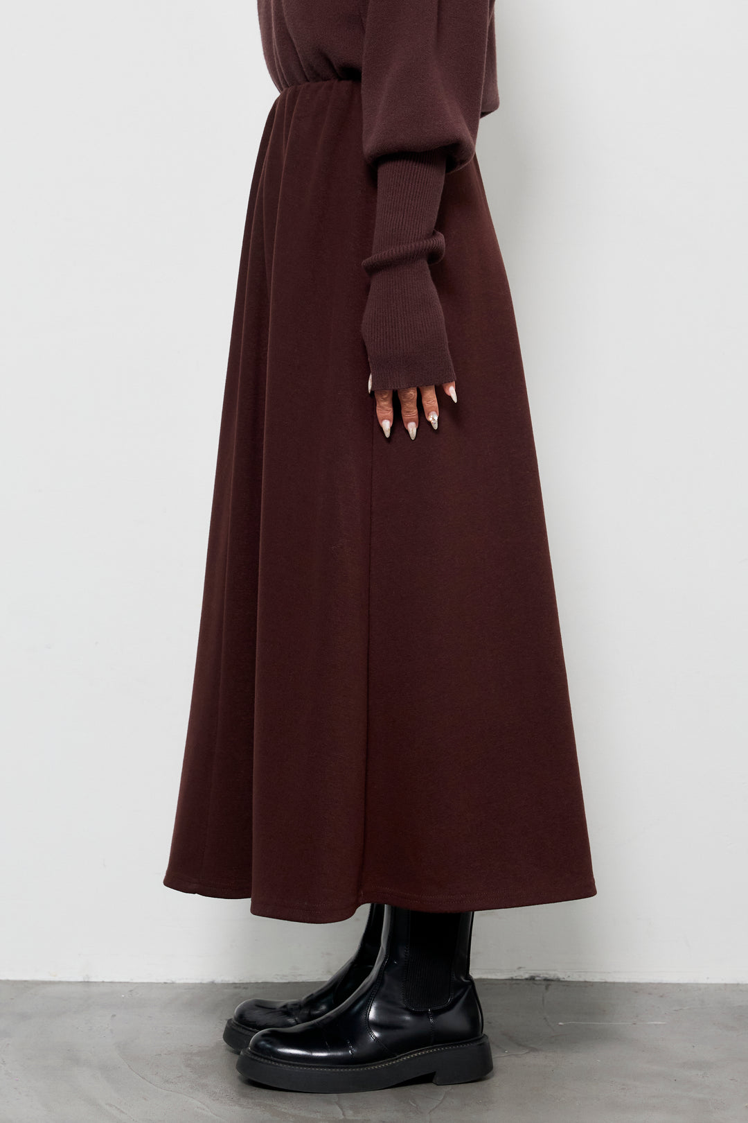 [SET]シャギーニットアンサンブル+ウエストギャザースカート(2set)