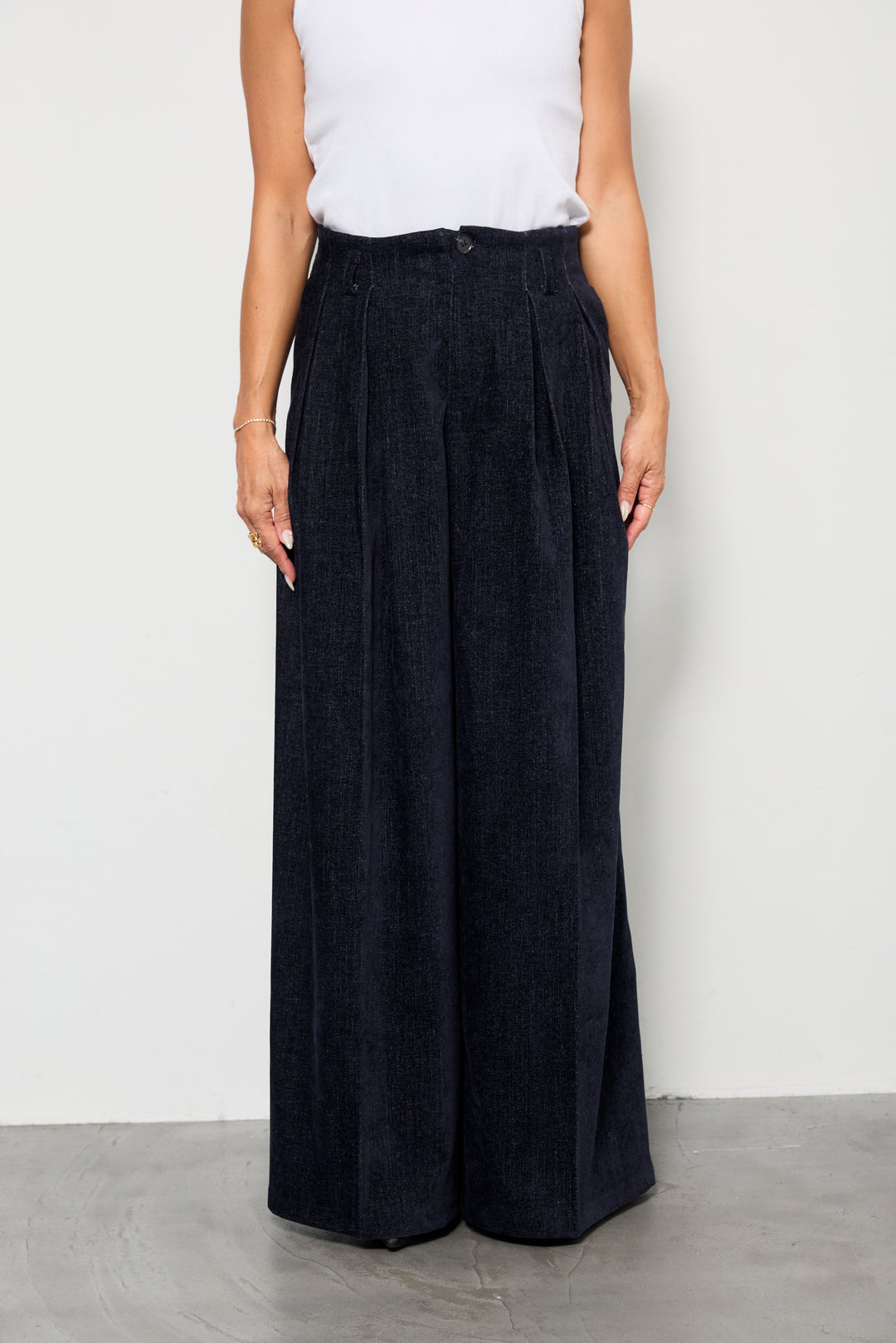 デニムライク起毛ワイドパンツ