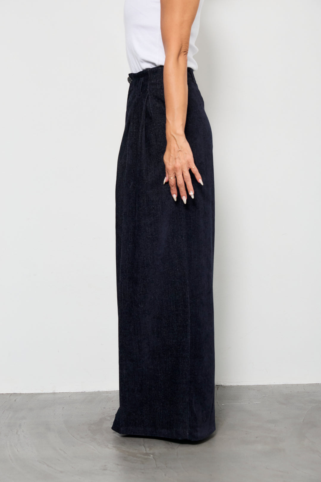 デニムライク起毛ワイドパンツ