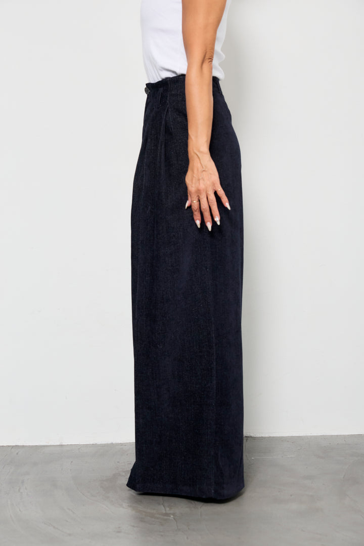 デニムライク起毛ワイドパンツ