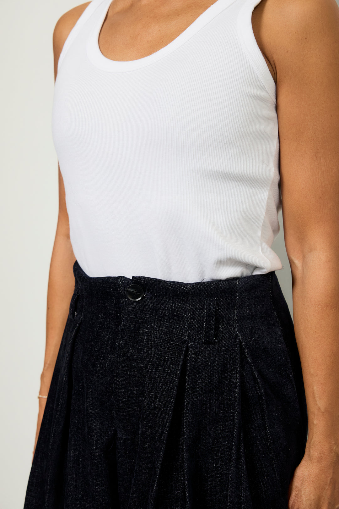 デニムライク起毛ワイドパンツ