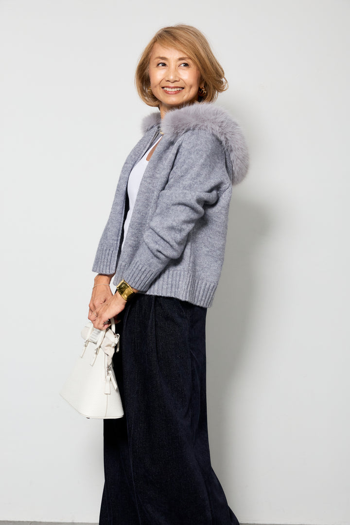 デニムライク起毛ワイドパンツ