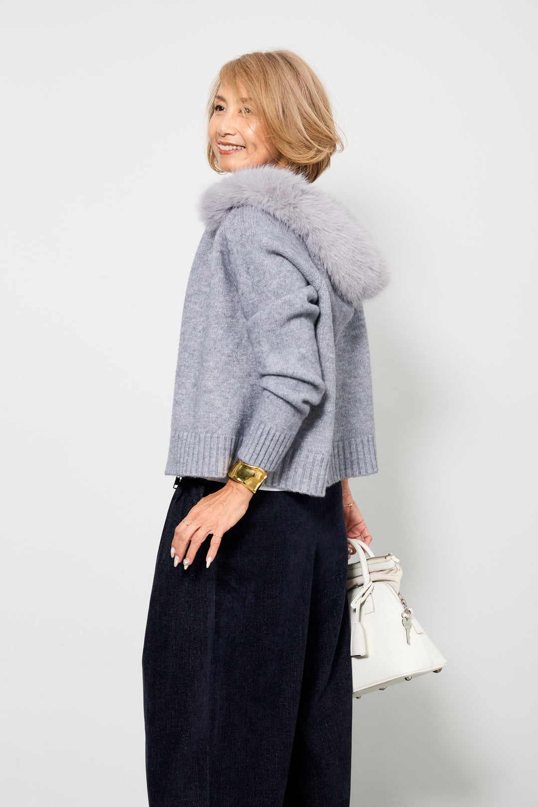 デニムライク起毛ワイドパンツ