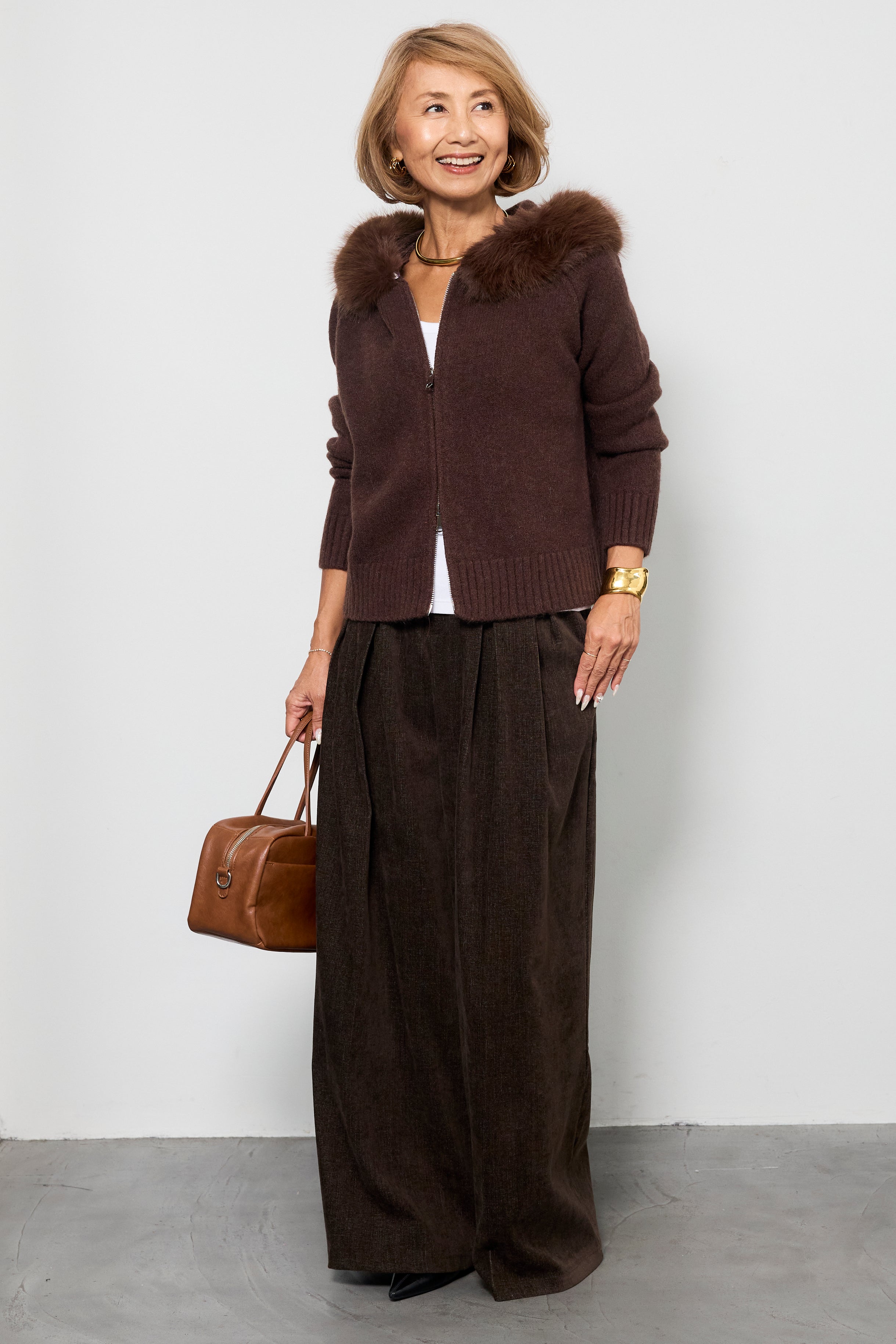 ファーフードニットパーカー – plusotoha