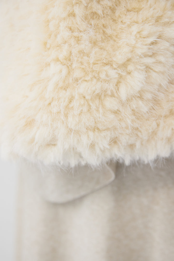 [SET]ロングミックスファーベスト+ニットアップ アシンメトリープルオーバー＆ロングスカート(2set)