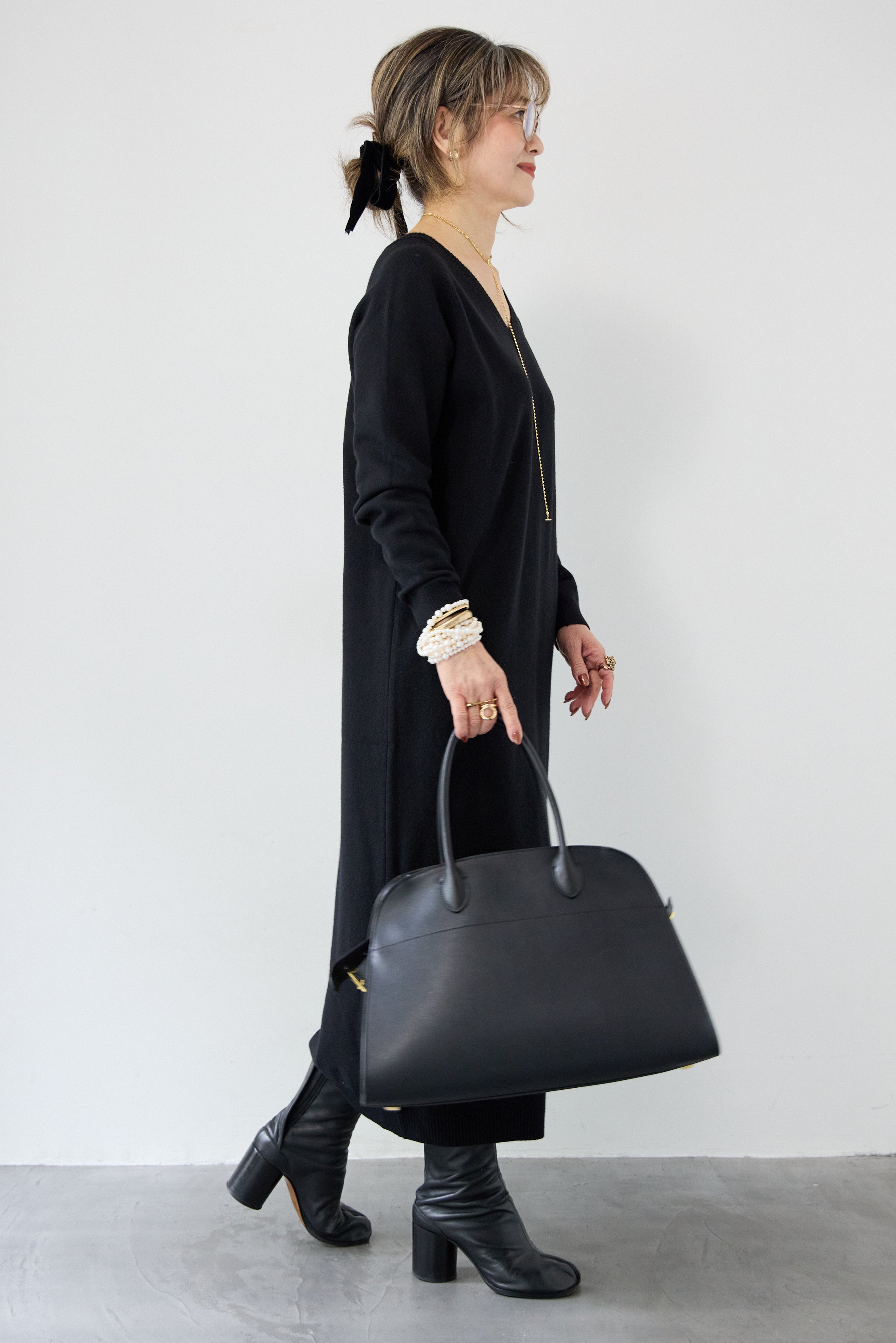 Vネック ロングニットワンピース – plusotoha