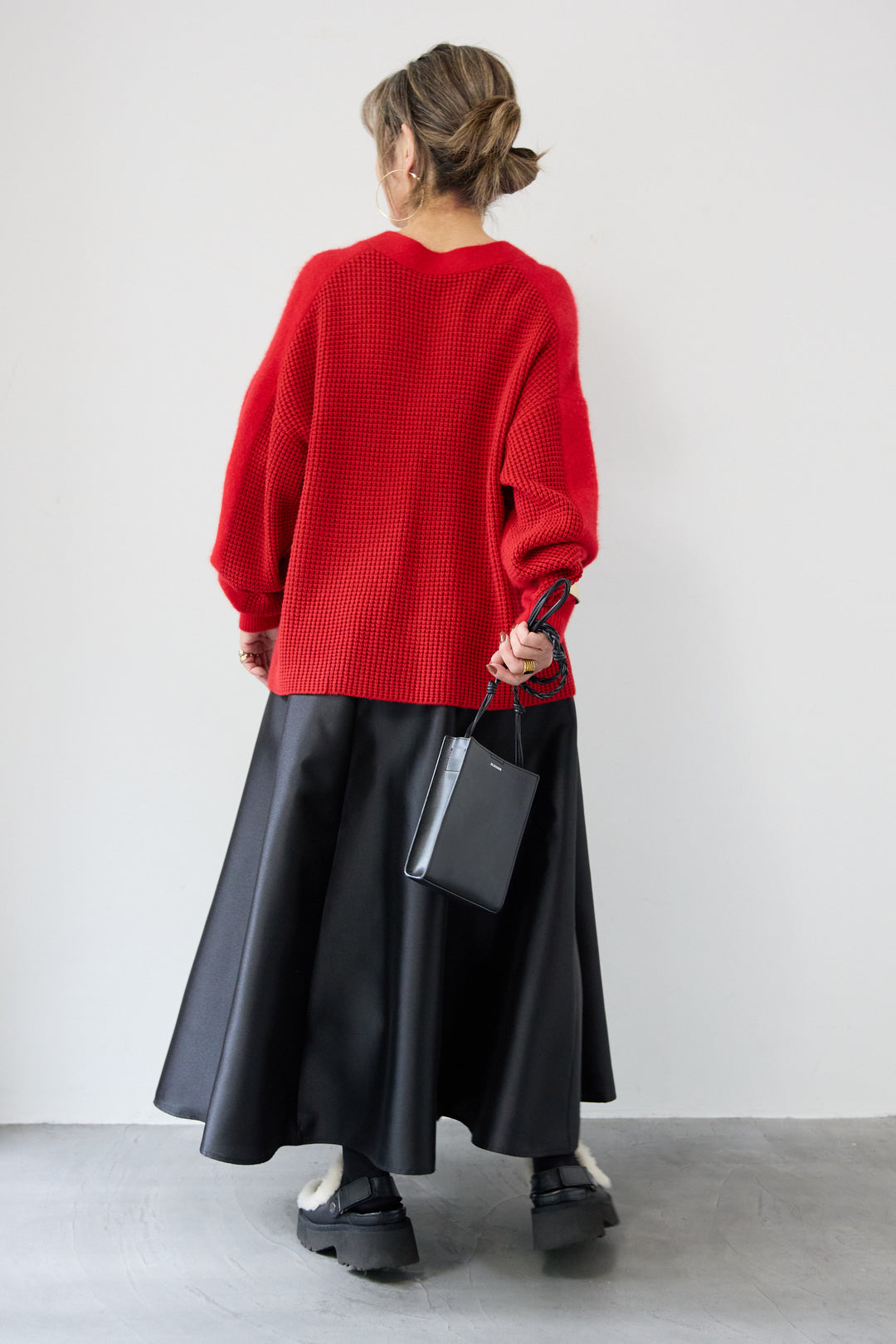 ラクーン混×毛混 切替カーディガン