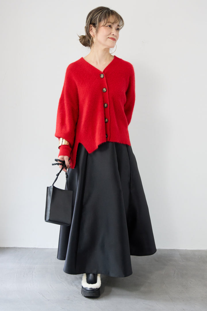 ラクーン混×毛混 切替カーディガン