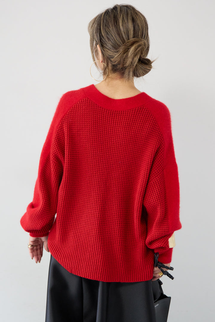 ラクーン混×毛混 切替カーディガン