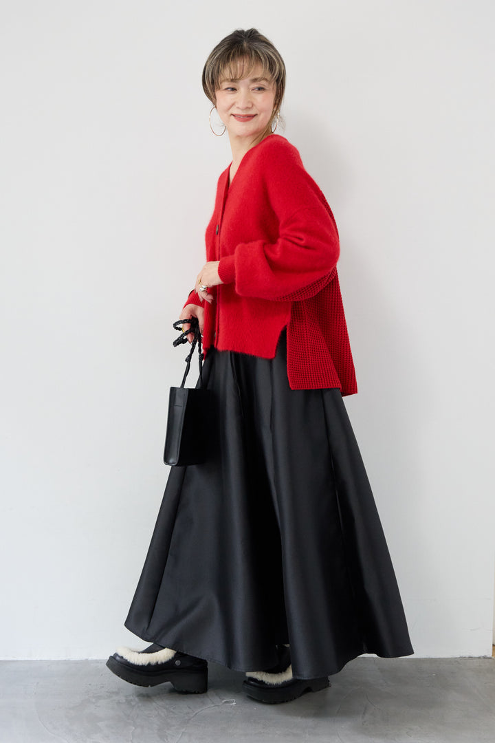 ラクーン混×毛混 切替カーディガン