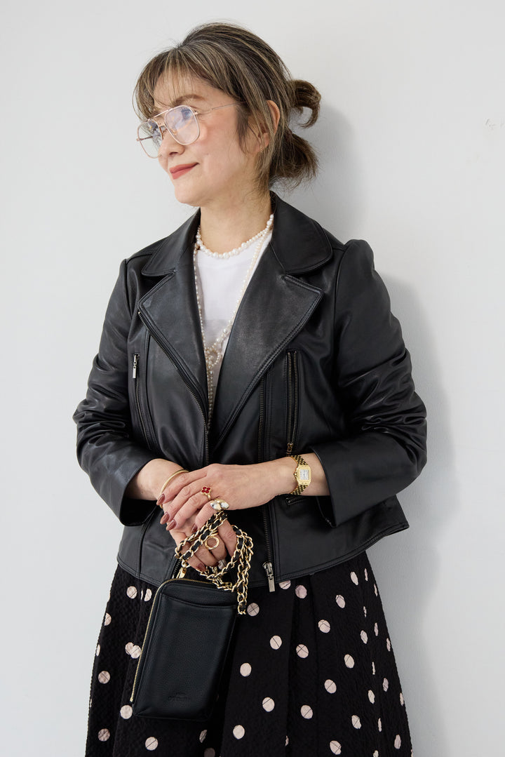 ドット柄 フレアロングスカート