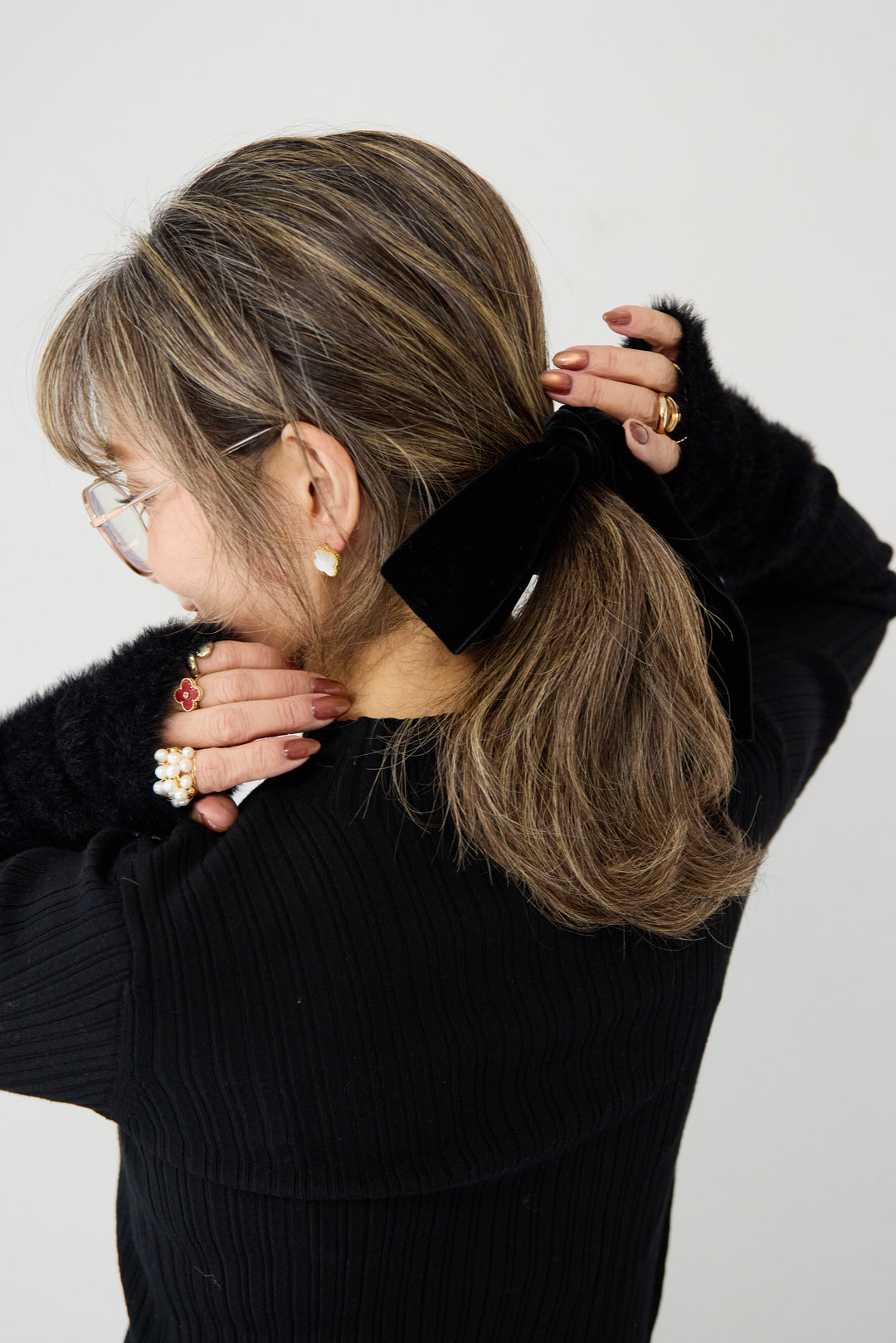 ドット柄 フレアロングスカート