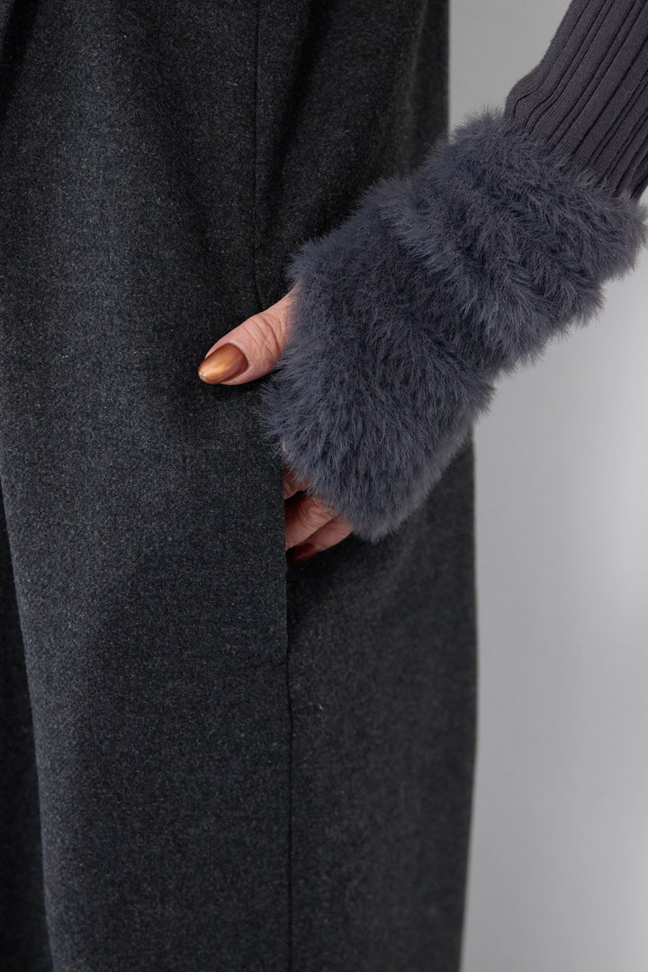 [SET]袖シャギーランダムリブニット+ウール混ワイドサロペットパンツ(2set)