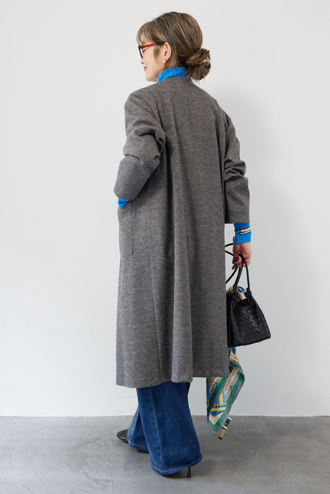 [SET]カシミア プルオーバーニット+ノーカラー ロング丈 ガウンコート(2set)