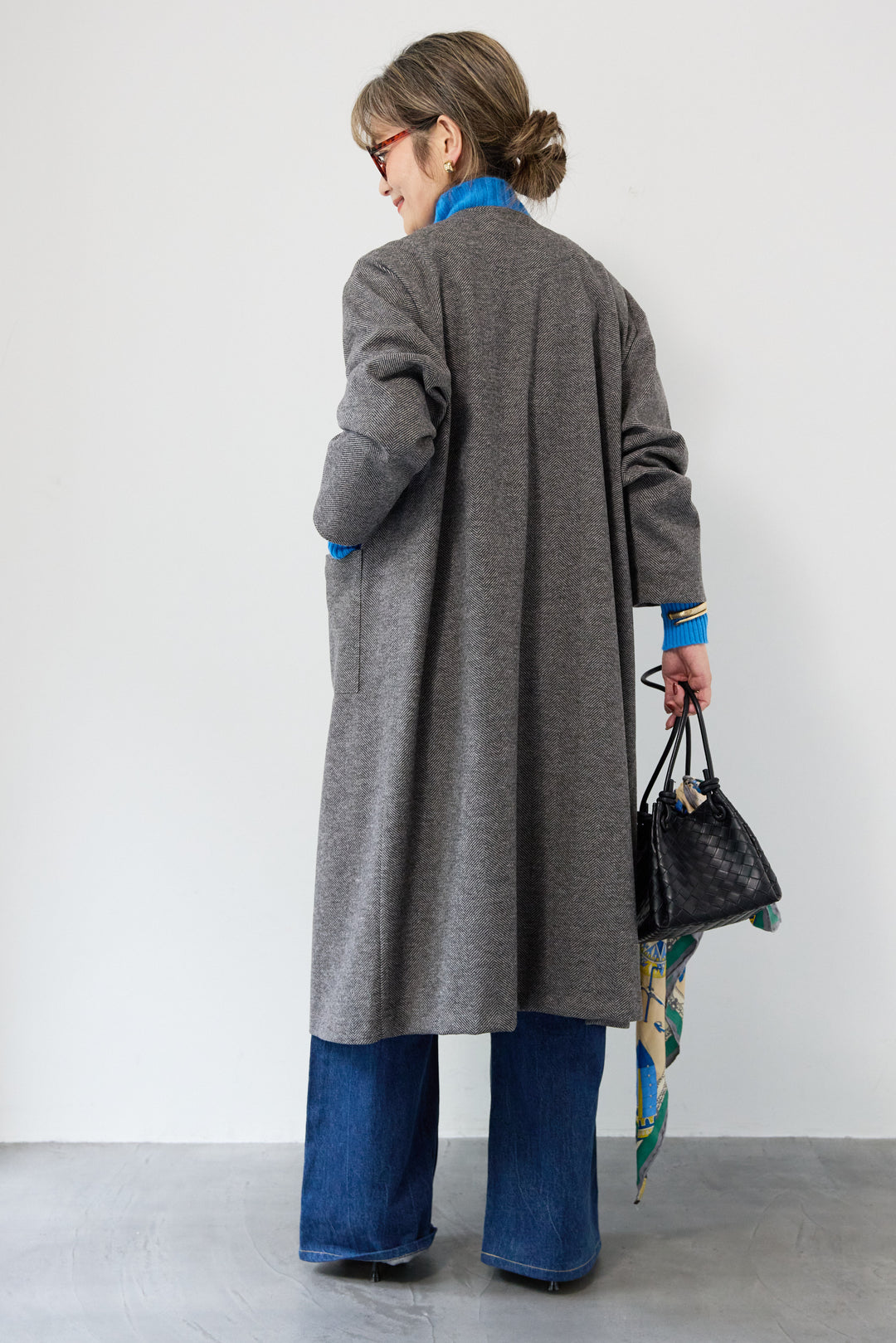 [SET]カシミア プルオーバーニット+ノーカラー ロング丈 ガウンコート(2set)