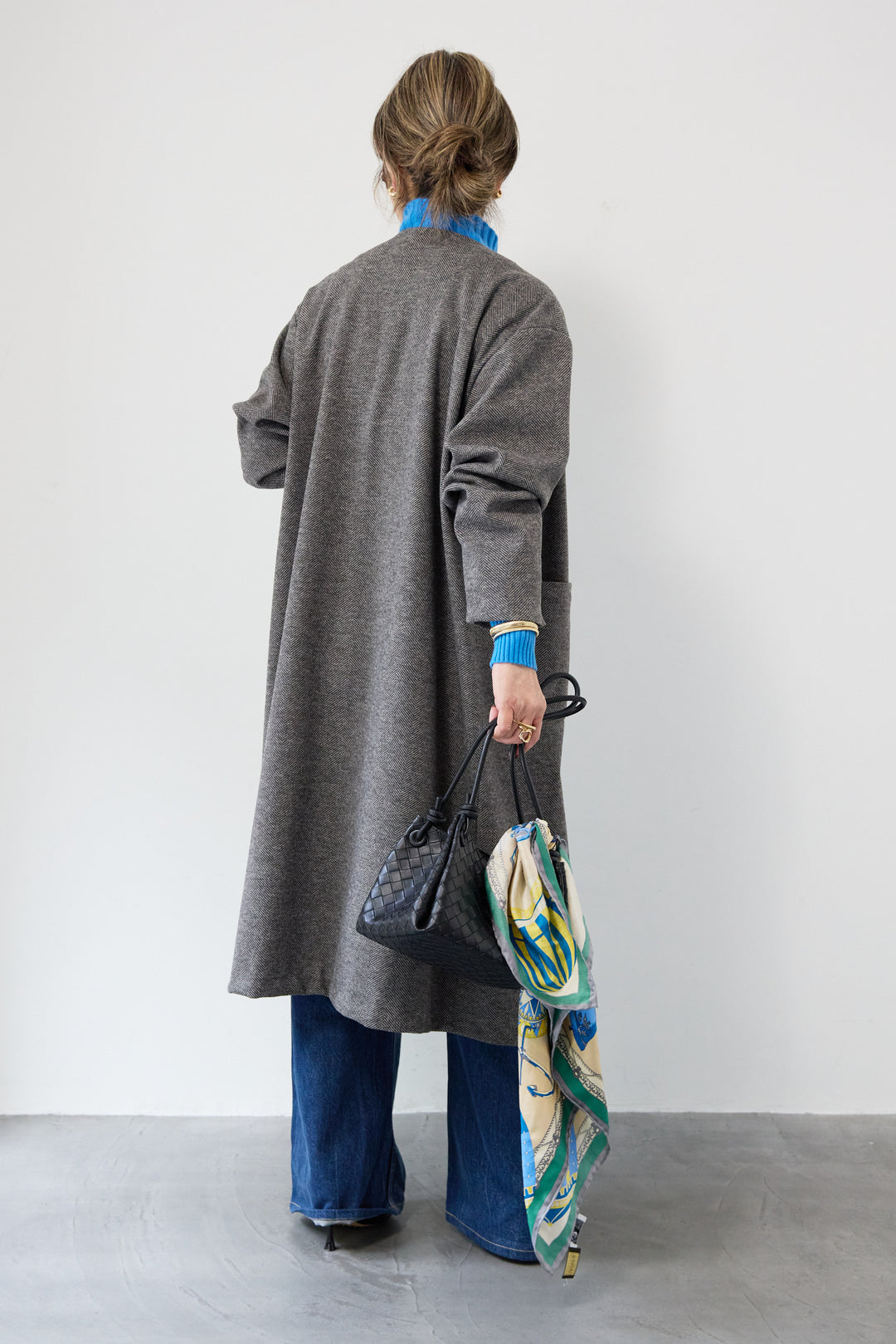 [SET]カシミア プルオーバーニット+ノーカラー ロング丈 ガウンコート(2set)