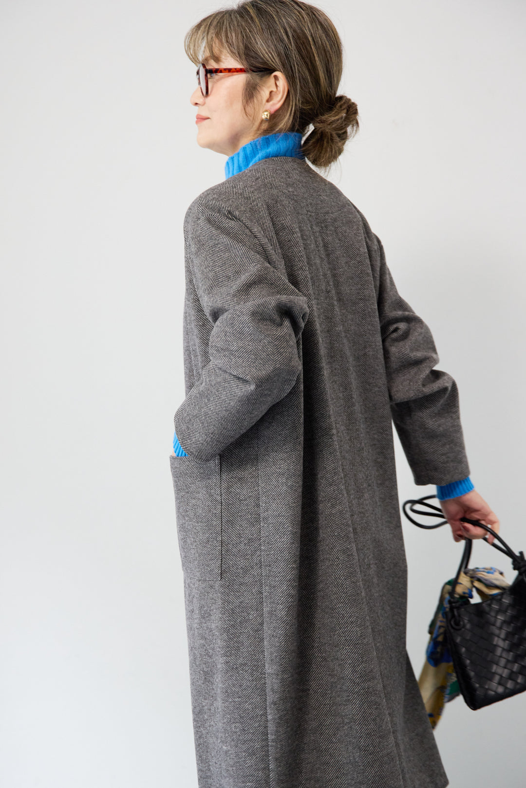 [SET]カシミア プルオーバーニット+ノーカラー ロング丈 ガウンコート(2set)