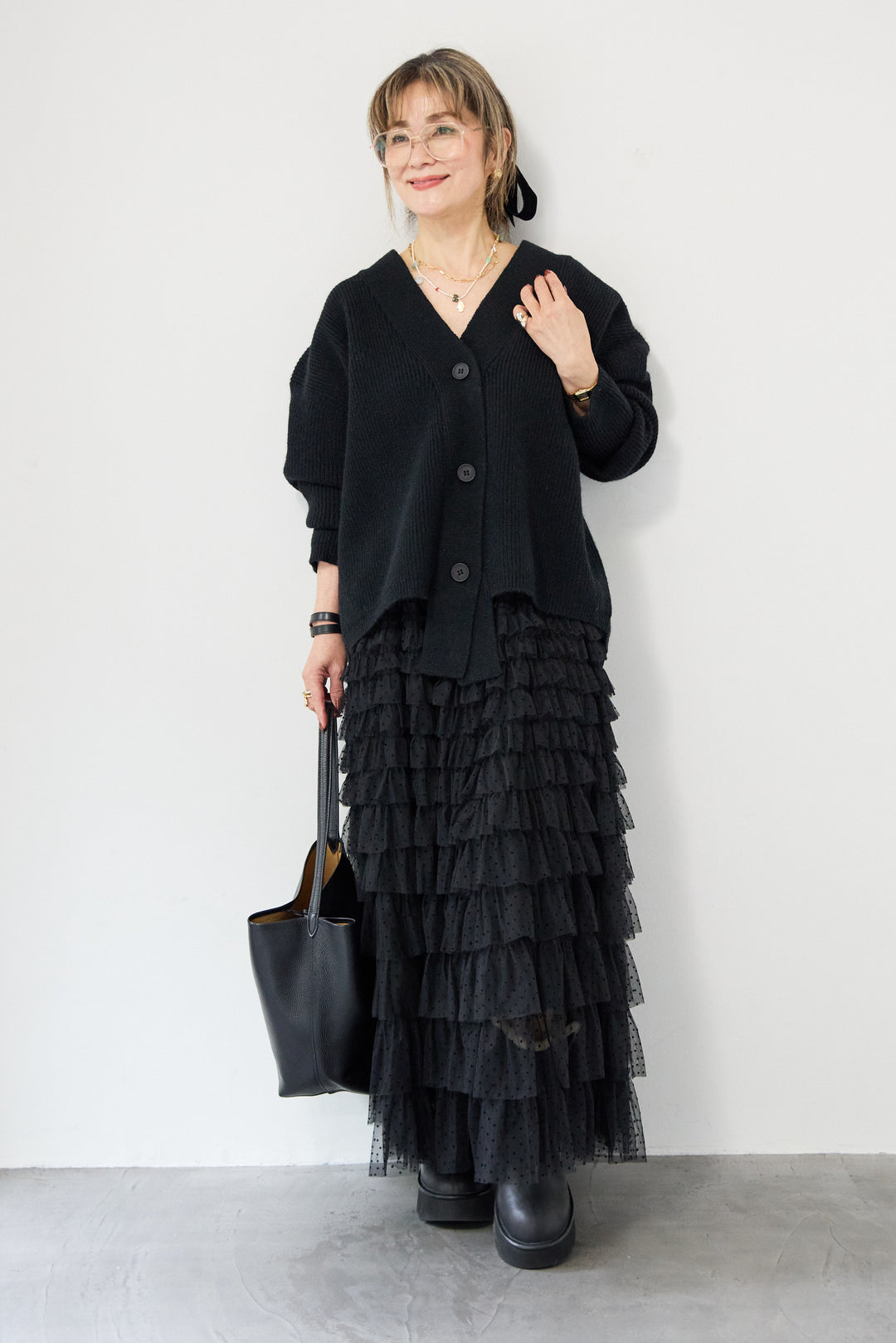 ワイドスリーブニットカーディガン