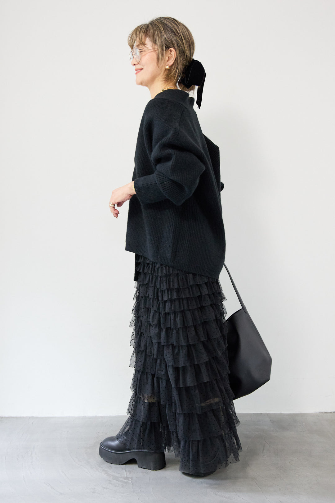 ワイドスリーブニットカーディガン