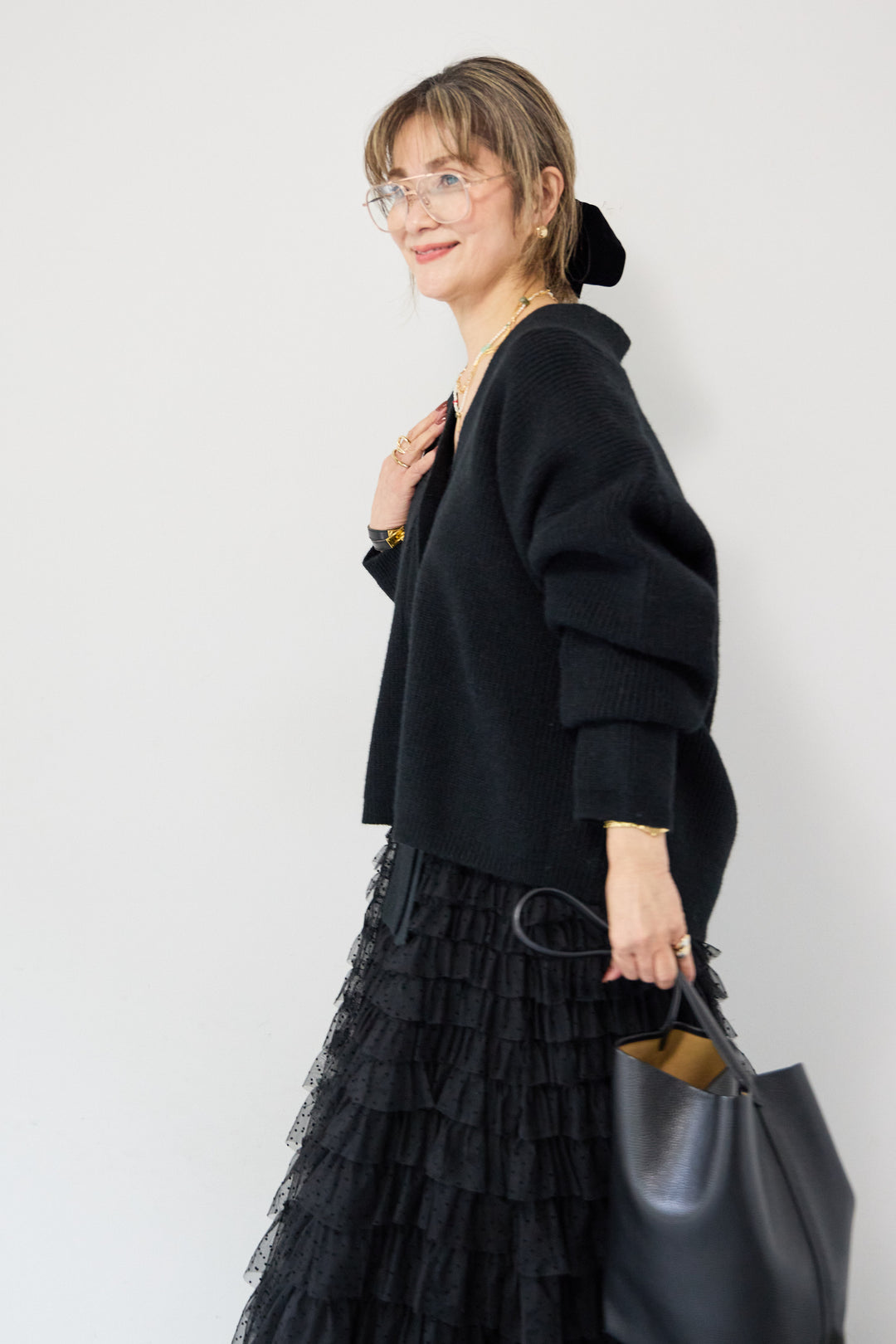 ワイドスリーブニットカーディガン