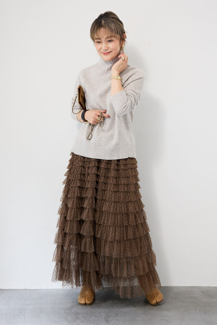 ドット柄チュールスカート