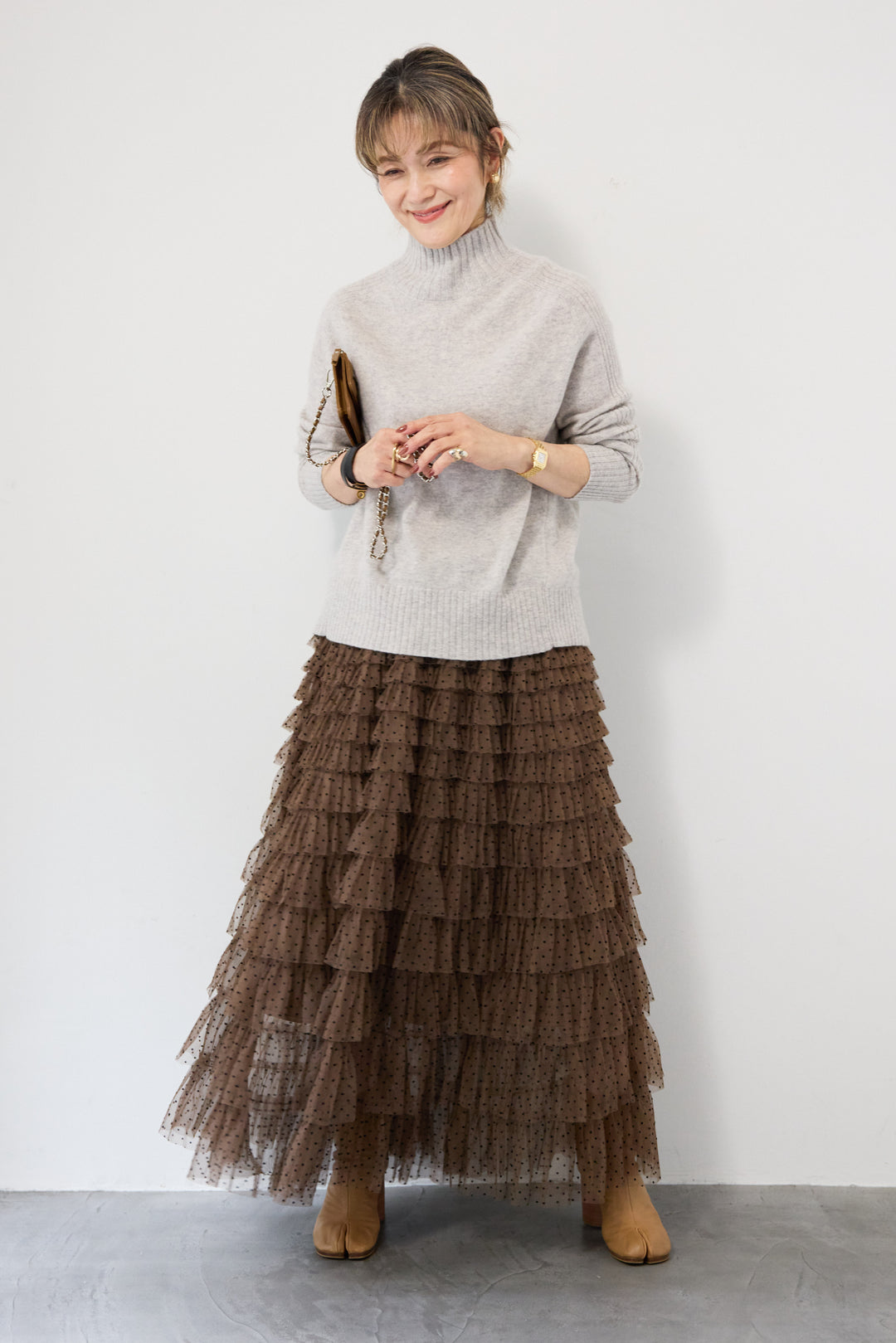 ドット柄チュールスカート