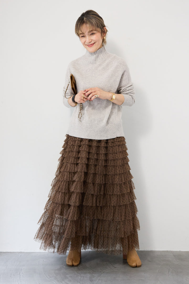 ドット柄チュールスカート