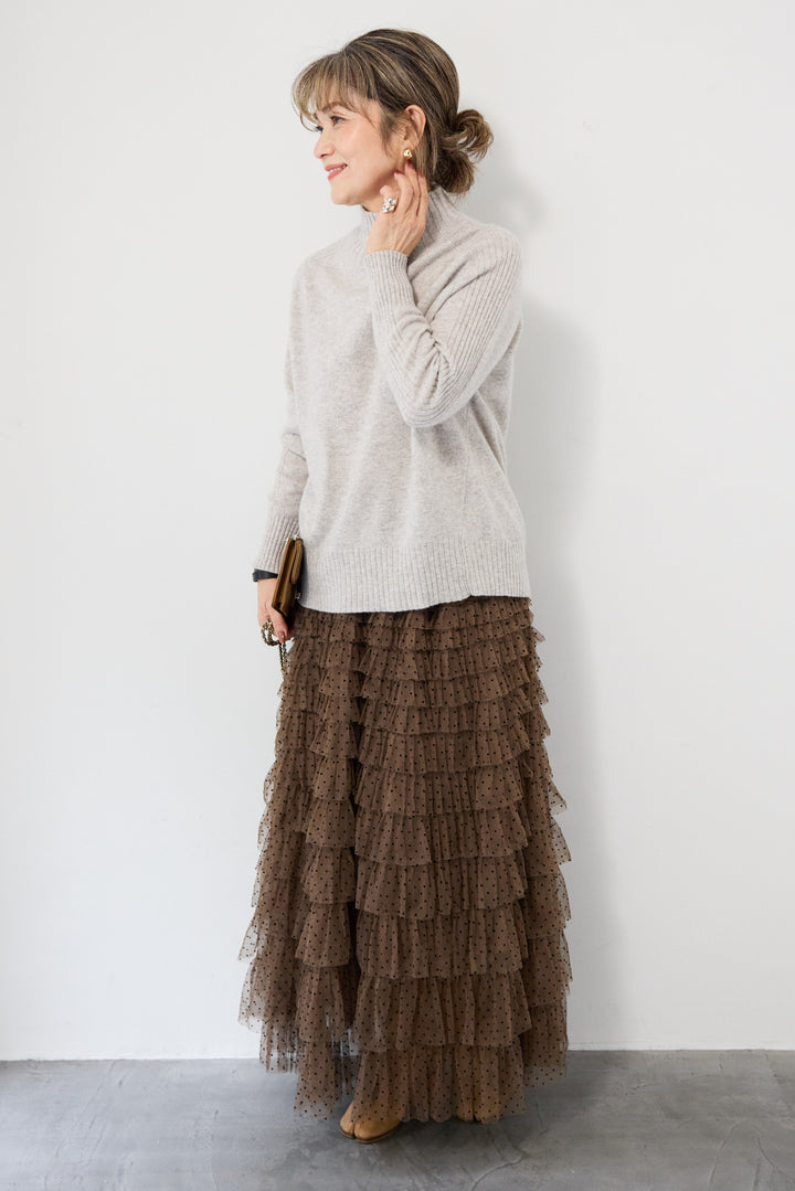 ドット柄チュールスカート