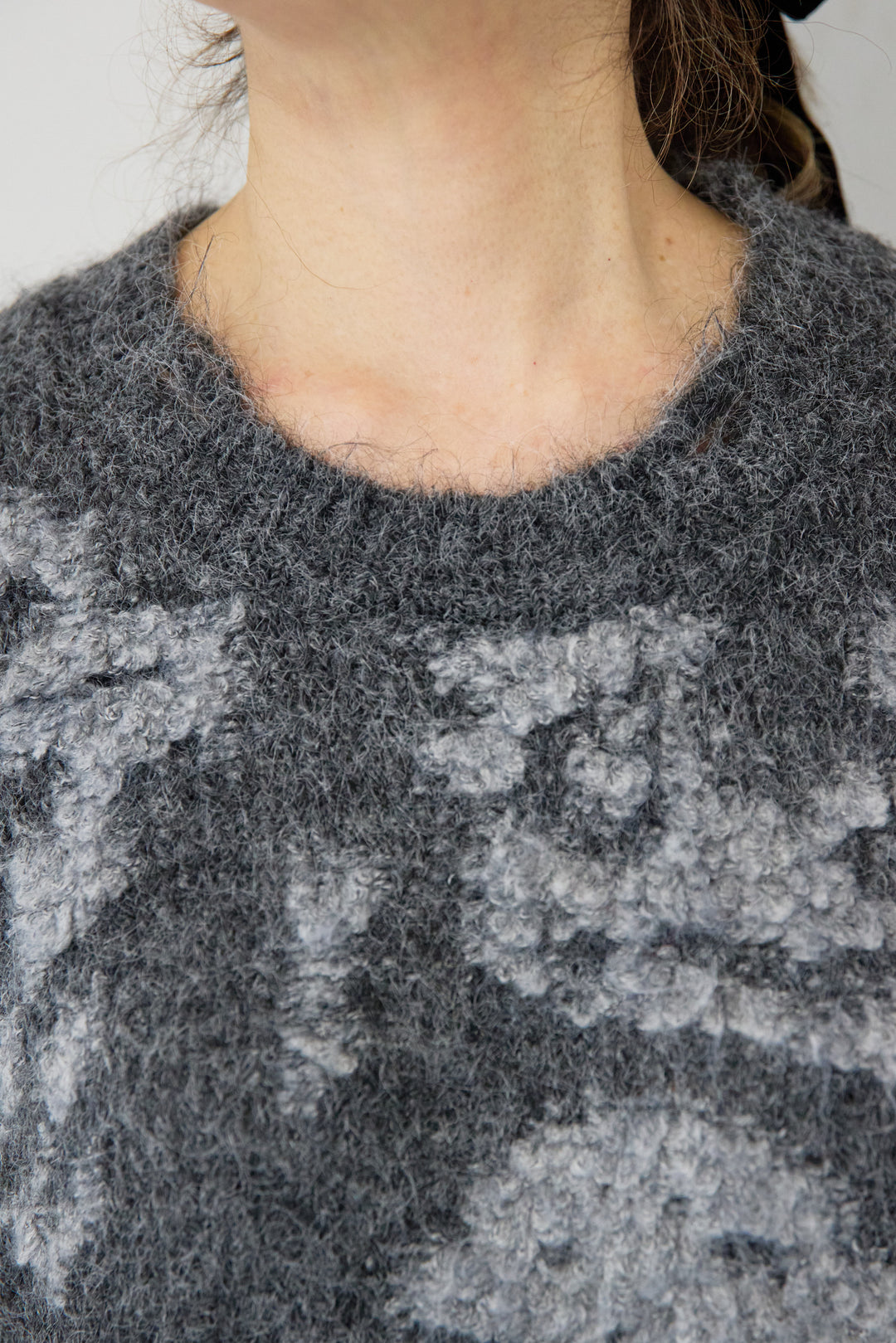 シャギーニット × チュール切替 ワンピース