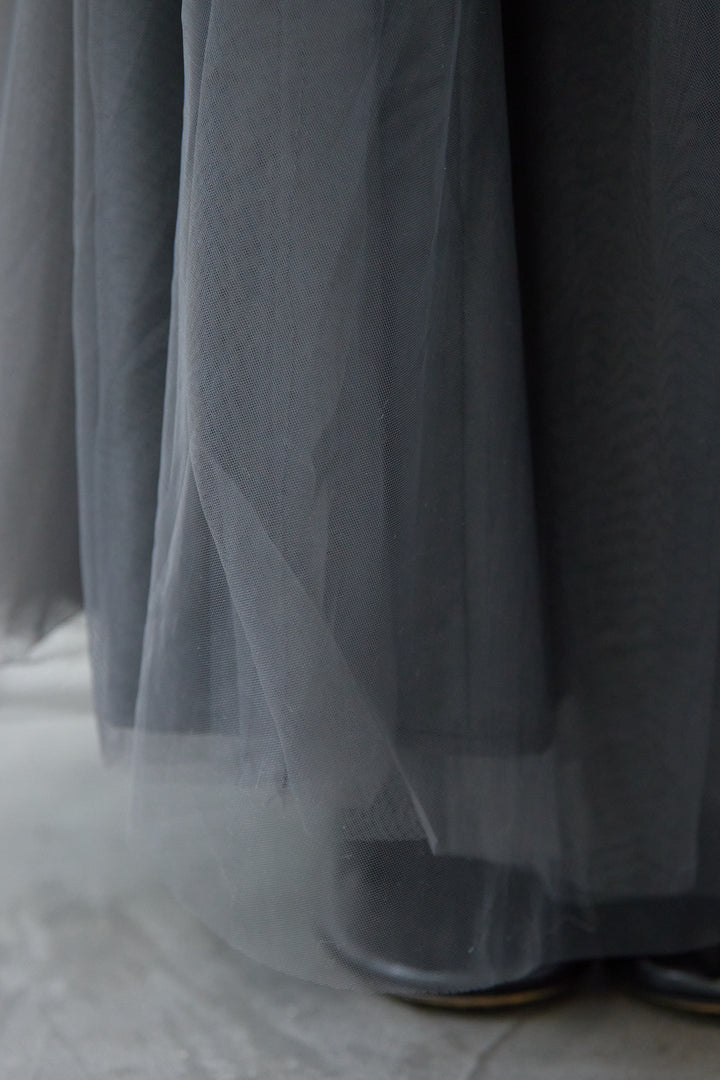 シャギーニット × チュール切替 ワンピース